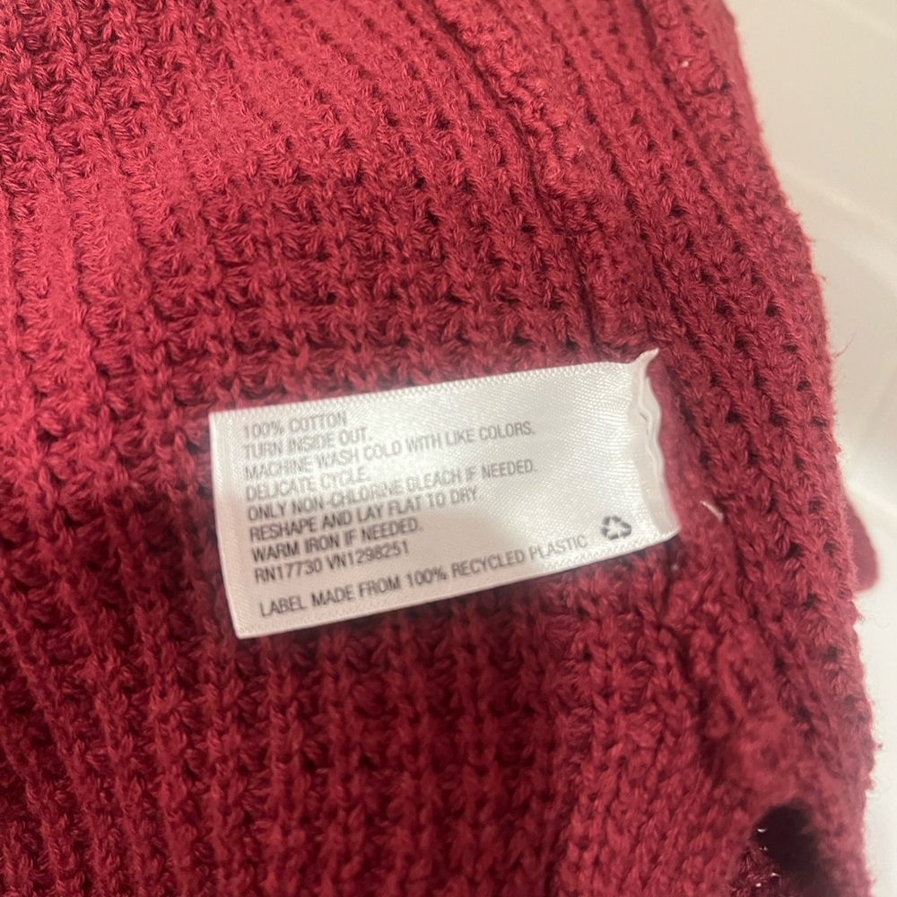 Universal Thread Maroon Cardigan With Striped Trim - image 4